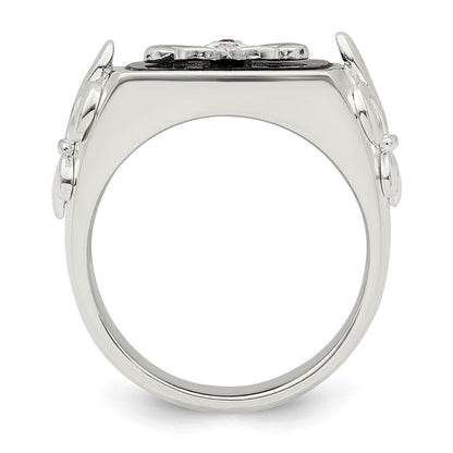 Sterlingsilber.03ruby/black Achat Fleur De Lis Ring