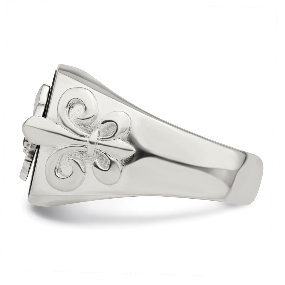 Sterlingsilber.03ruby/black Achat Fleur De Lis Ring