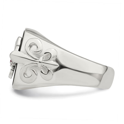 Sterlingsilber.03ruby/black Achat Fleur De Lis Ring