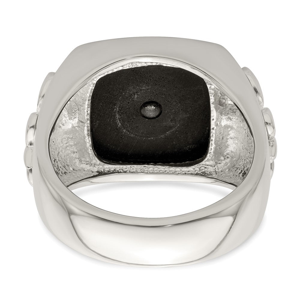 Sterlingsilber.03ruby/black Achat Fleur De Lis Ring