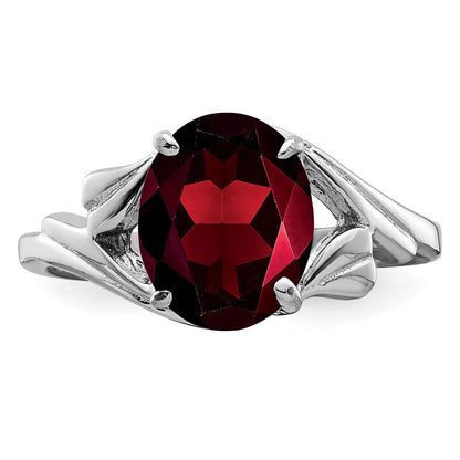Sterlingsilber Rhodiniert Granat Ring