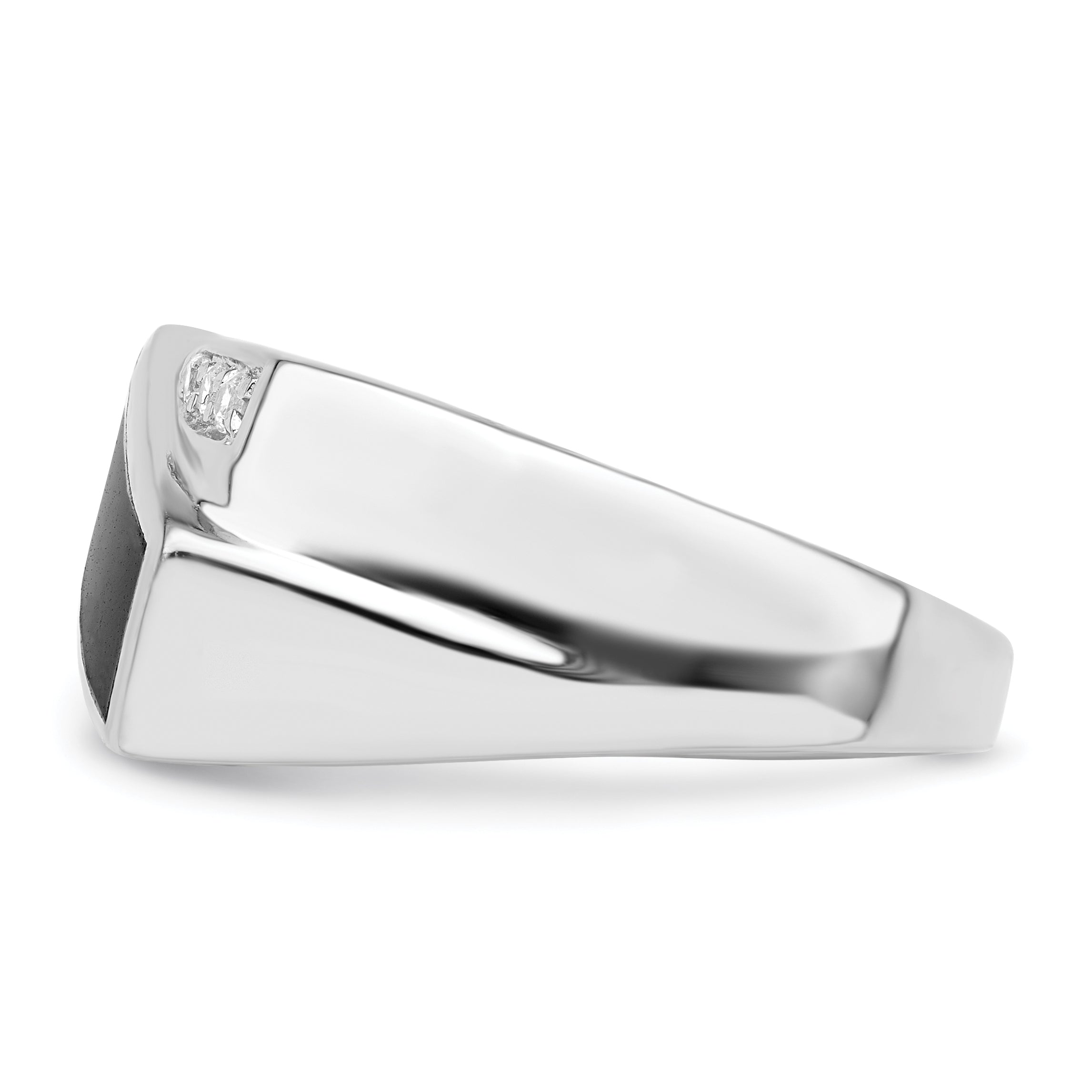Sterlingsilber Rhodiniert Zirkonia & Onyx Ring