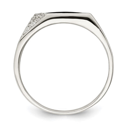 Sterlingsilber Schwarz Emailliert und Zirkonia Herren Ring