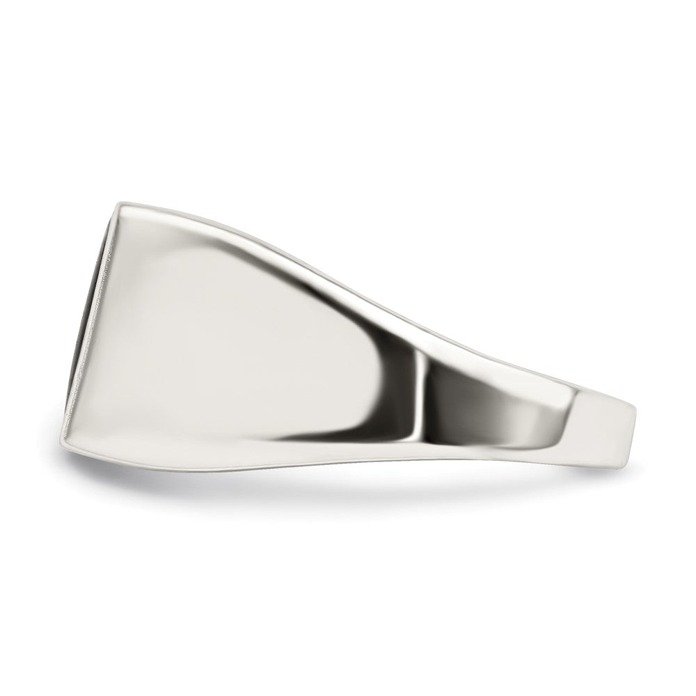 Sterlingsilber Schwarz Emailliert und Zirkonia Herren Ring