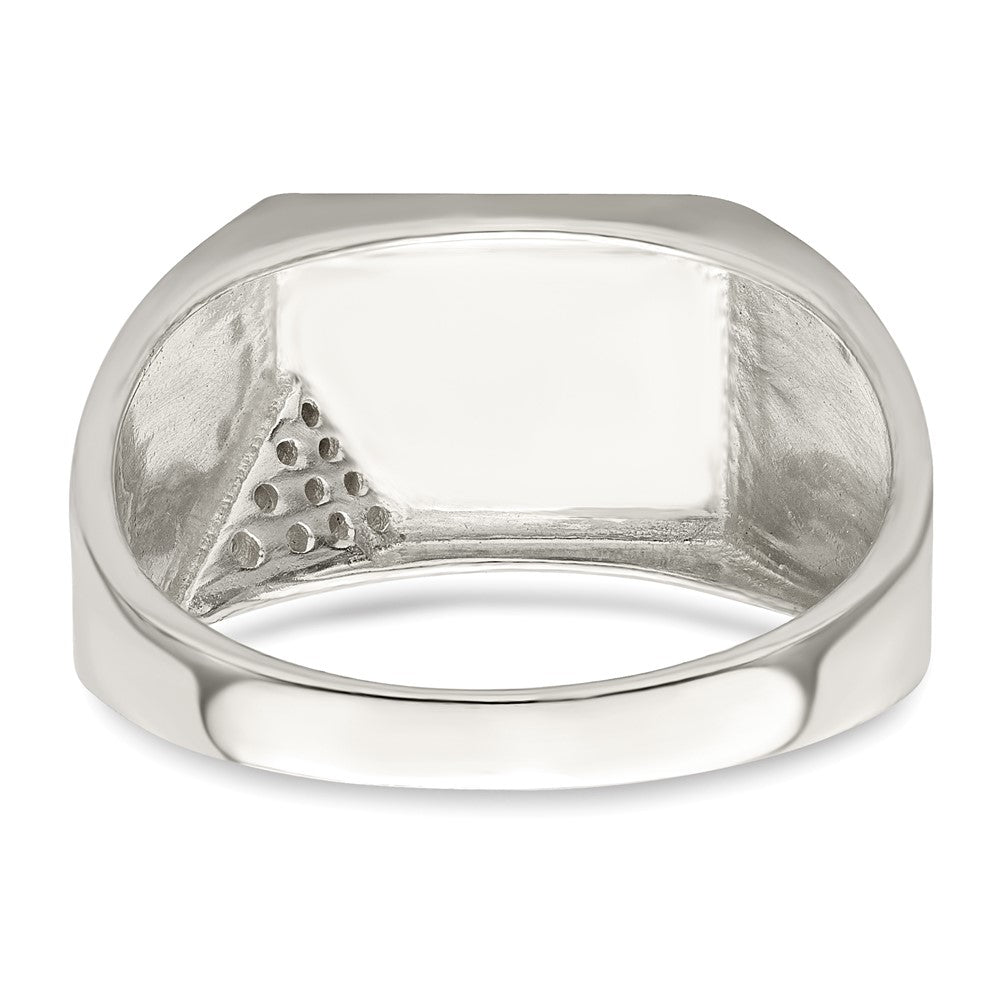 Sterlingsilber Schwarz Emailliert und Zirkonia Herren Ring