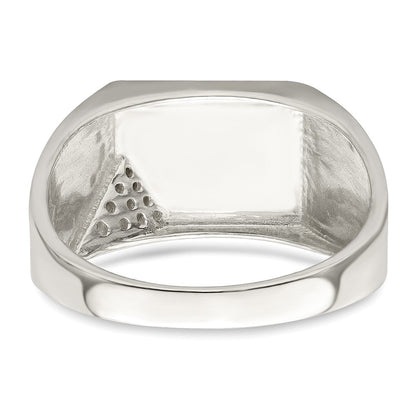 Sterlingsilber Schwarz Emailliert und Zirkonia Herren Ring