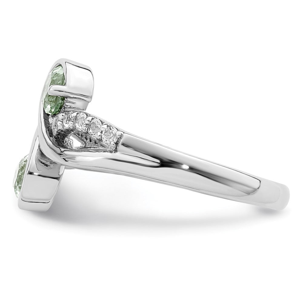 Sterlingsilber Ss Rhodiniert.6t.w. Grün Quarz & Weiß Topas Wirbel Ring