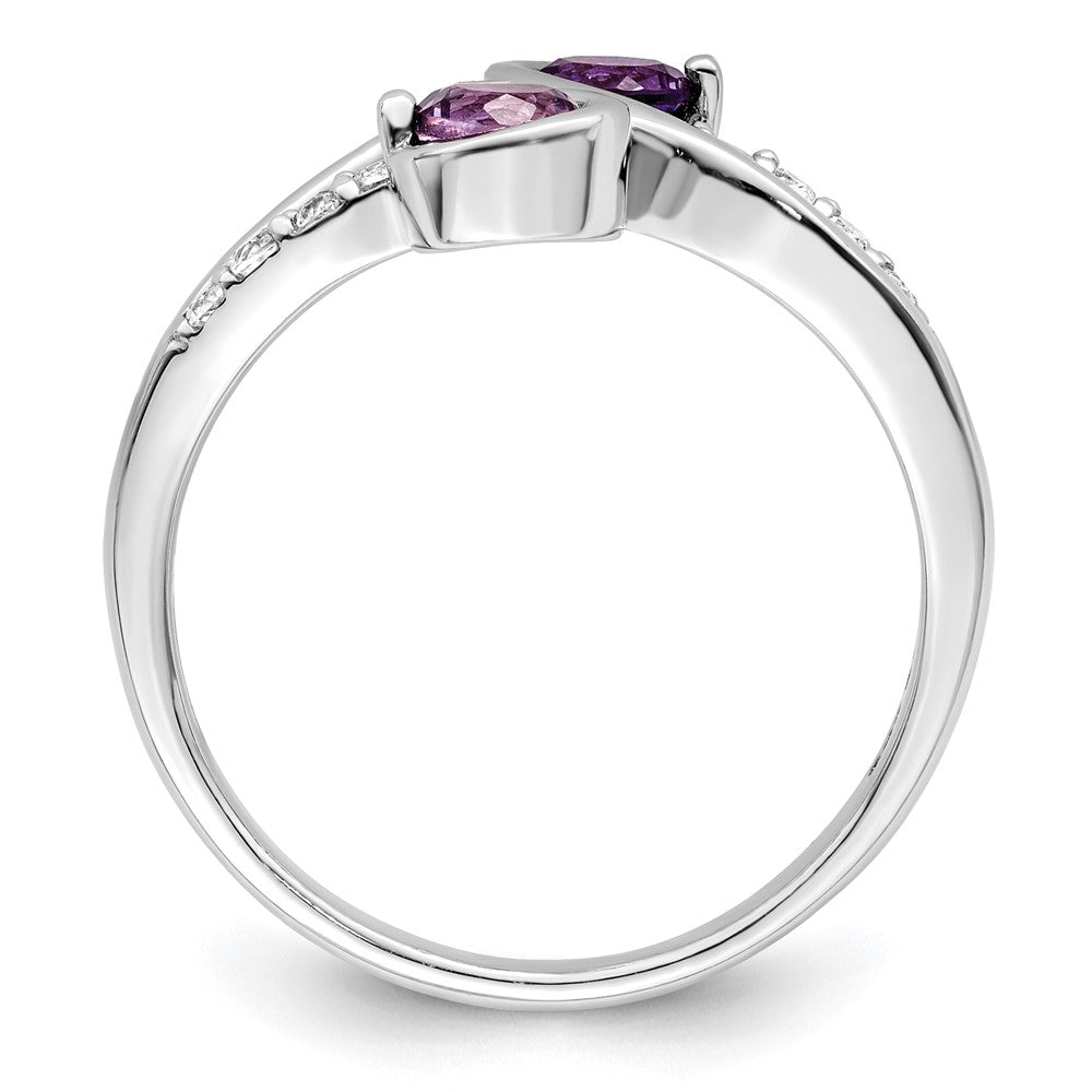 Sterlingsilber Sterlingsilver Rhodiniert.6t.w. Amethyst & Weiß Topas Wirbel Ring