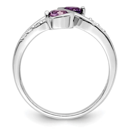 Sterlingsilber Sterlingsilver Rhodiniert.6t.w. Amethyst & Weiß Topas Wirbel Ring
