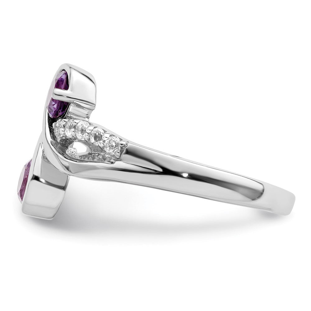 Sterlingsilber Sterlingsilver Rhodiniert.6t.w. Amethyst & Weiß Topas Wirbel Ring