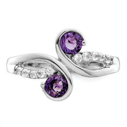 Sterlingsilber Sterlingsilver Rhodiniert.6t.w. Amethyst & Weiß Topas Wirbel Ring