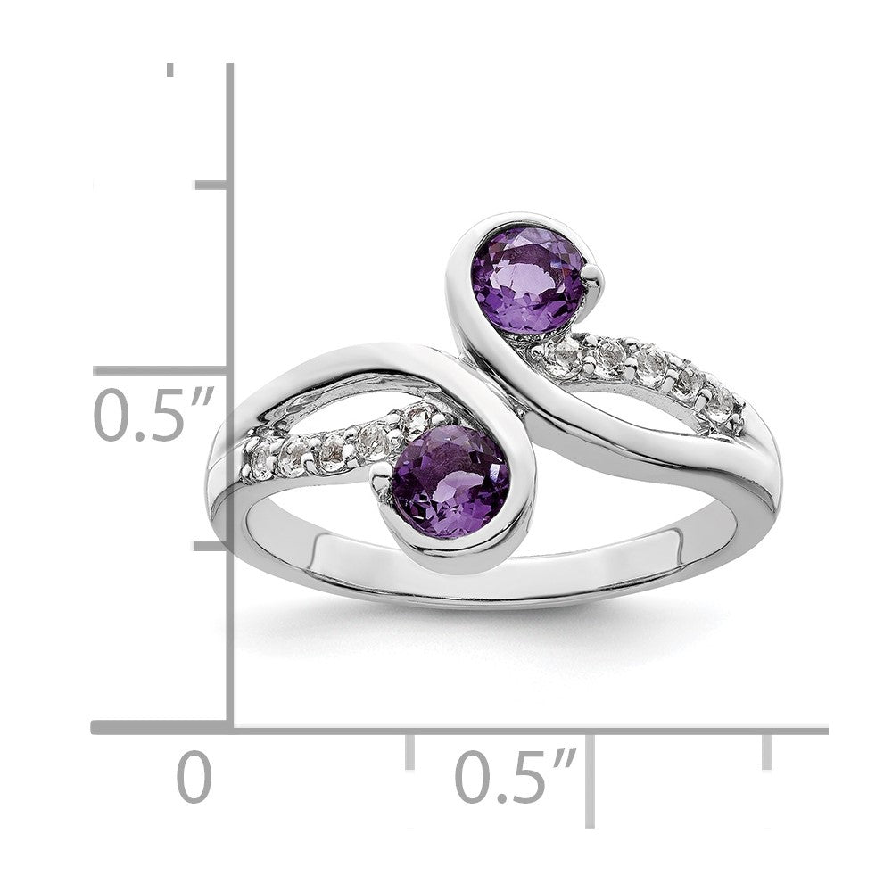 Sterlingsilber Sterlingsilver Rhodiniert.6t.w. Amethyst & Weiß Topas Wirbel Ring