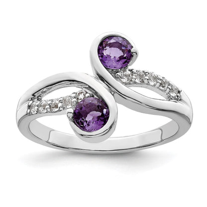 Sterlingsilber Sterlingsilver Rhodiniert.6t.w. Amethyst & Weiß Topas Wirbel Ring