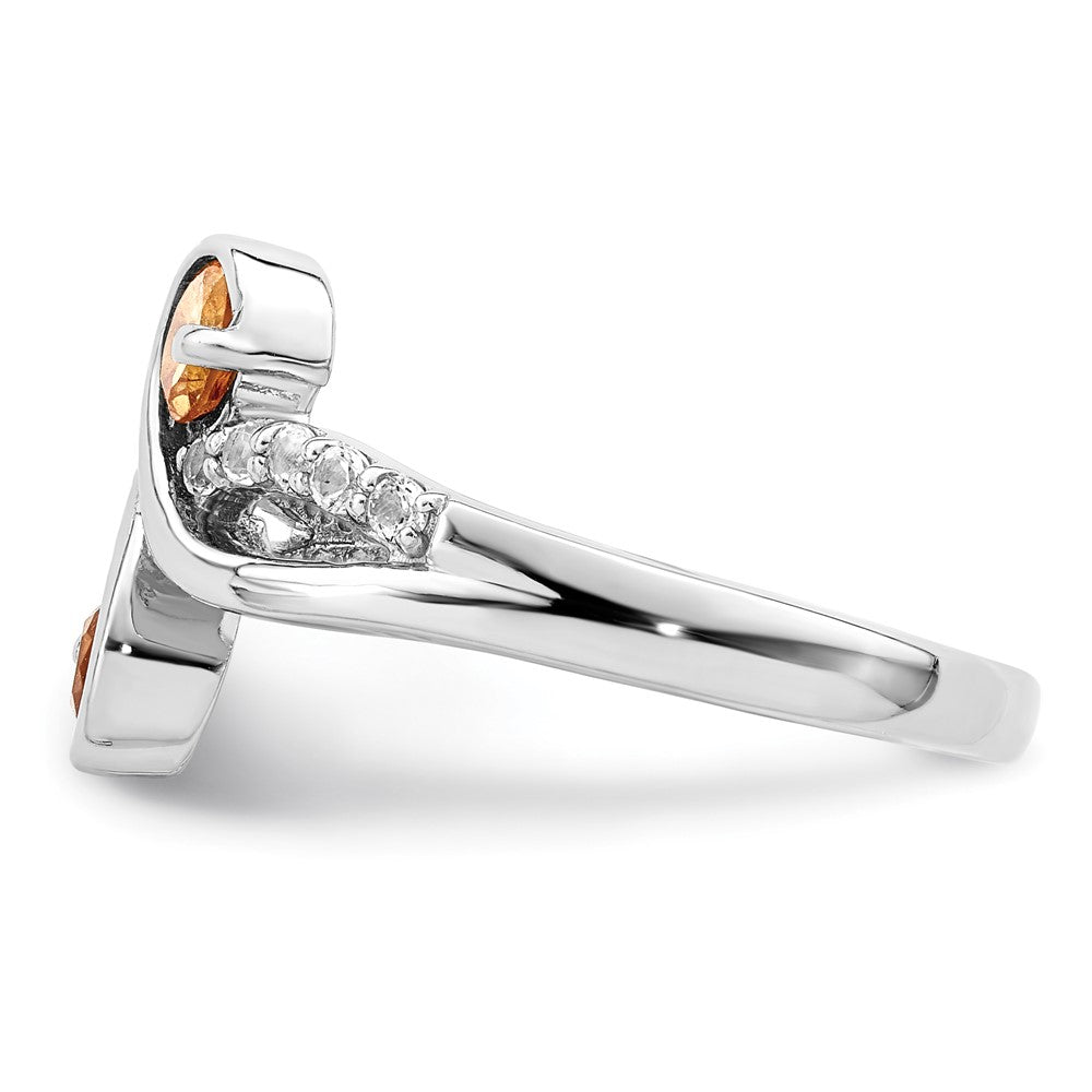Sterlingsilber Rhodiniert.60t.w. Citrin & Weiß Topas Wirbel Ring