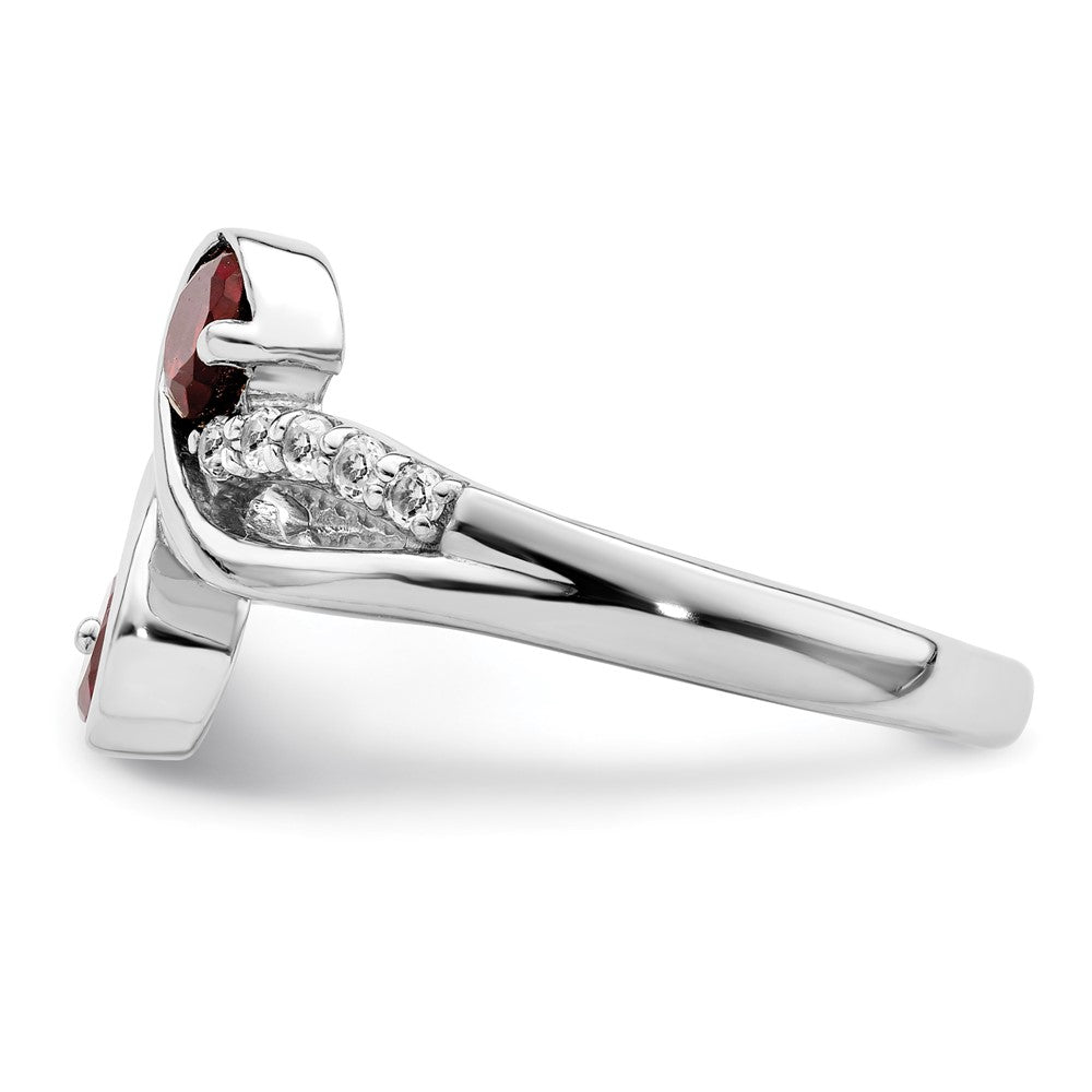 Sterlingsilber Rhodiniert.8t.w. Granat & Weiß Topas Wirbel Ring