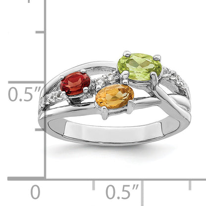 Sterlingsilber Rhodiniert 1.08t.w. Pe/ci/ga/wt Ring