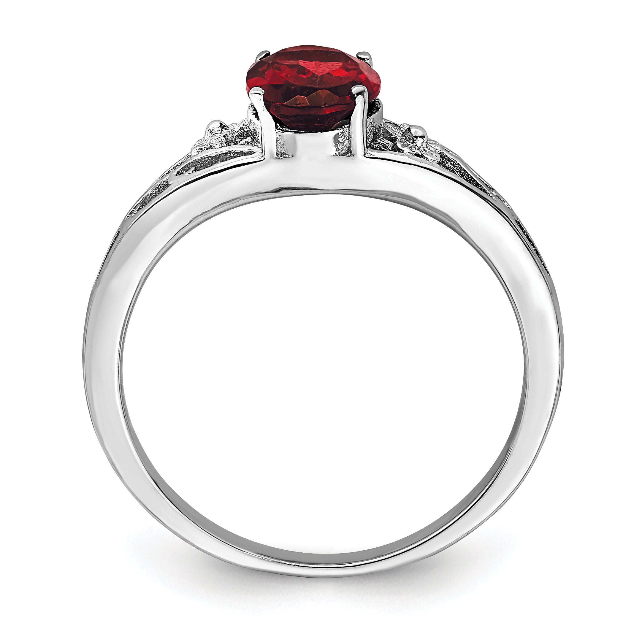 Sterlingsilber Rhodiniert Granat Ring