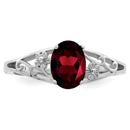 Sterlingsilber Rhodiniert Granat Ring