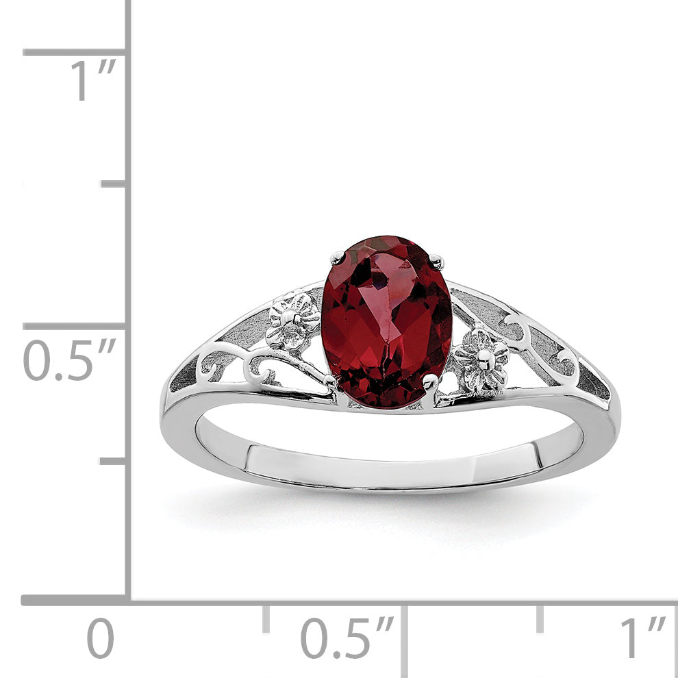 Sterlingsilber Rhodiniert Granat Ring