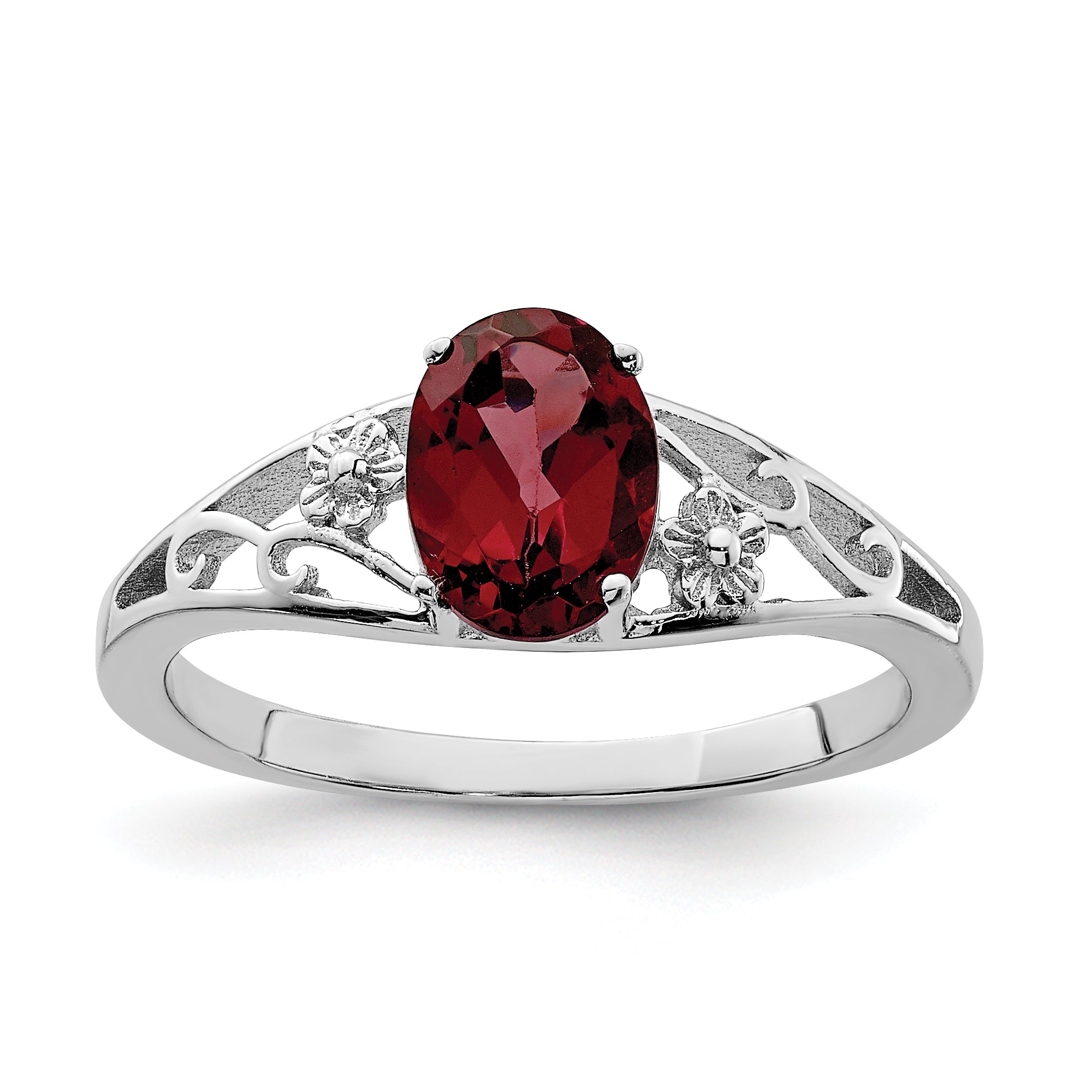 Sterlingsilber Rhodiniert Granat Ring