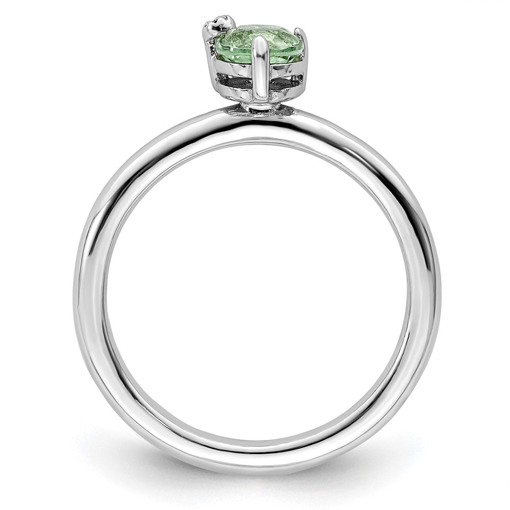 Sterlingsilber Rhodiniert Poliert Grün Quarz & Weiß Topas Ring