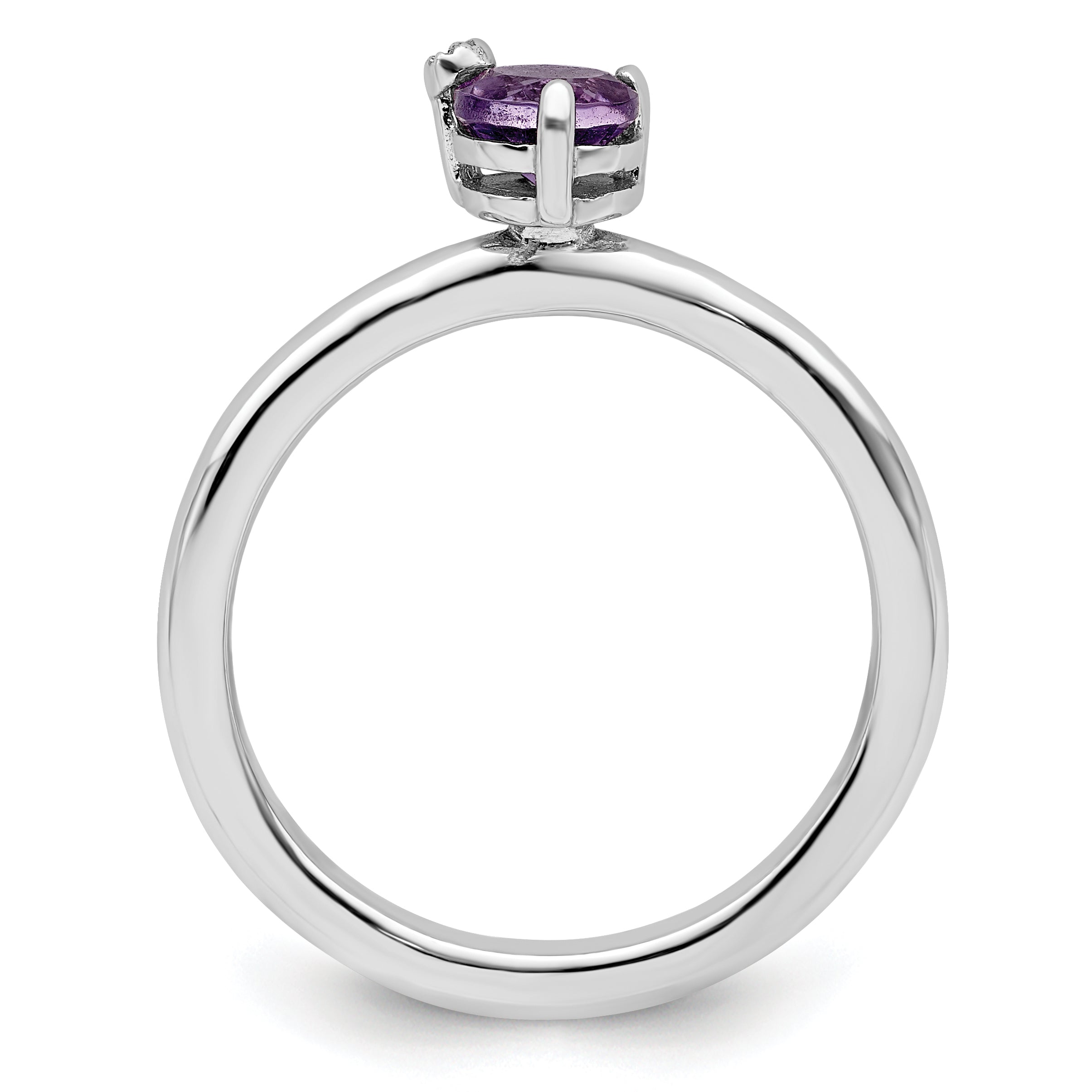 Sterlingsilber Rhodiniert Poliert Amethyst & Weiß Topas Ring