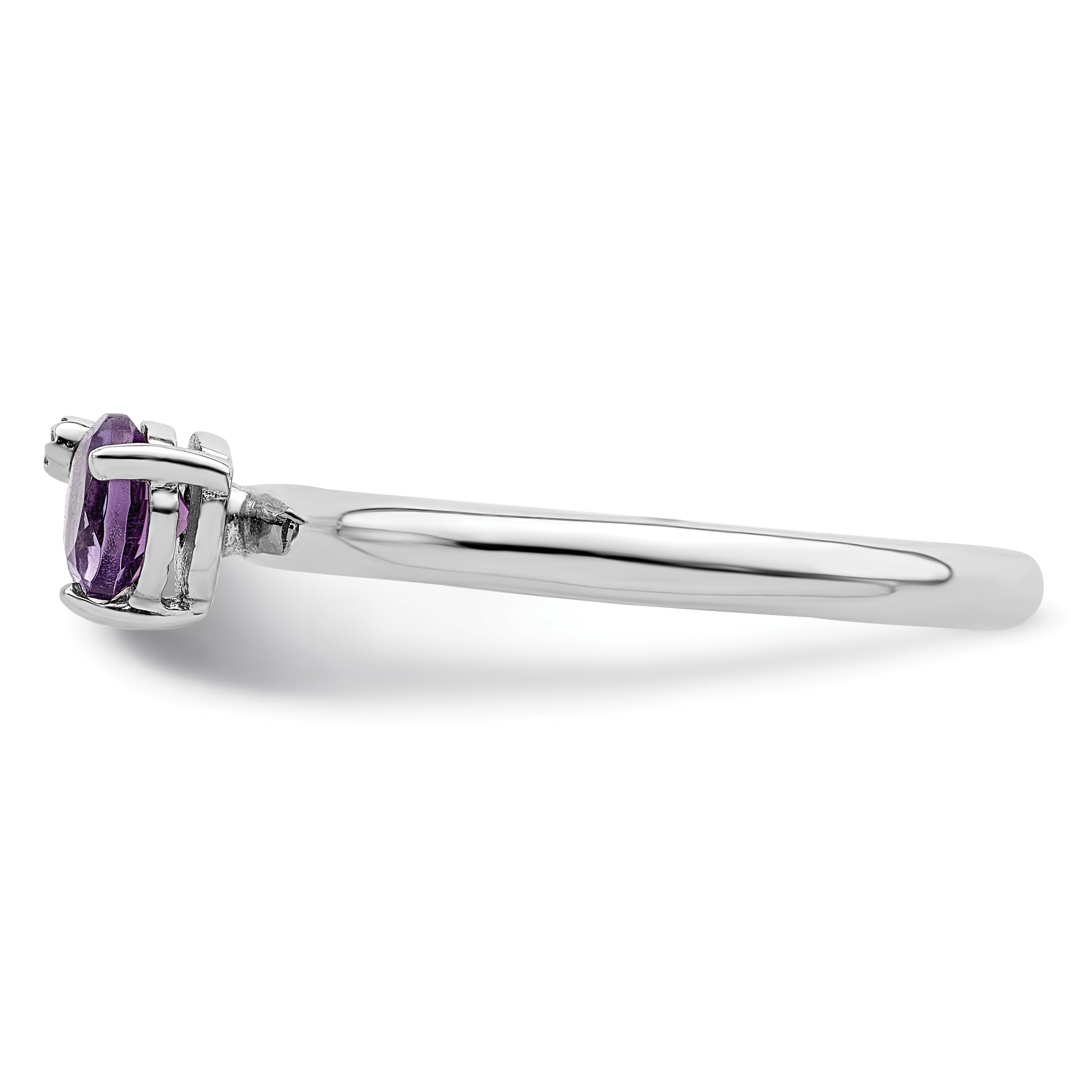 Sterlingsilber Rhodiniert Poliert Amethyst & Weiß Topas Ring