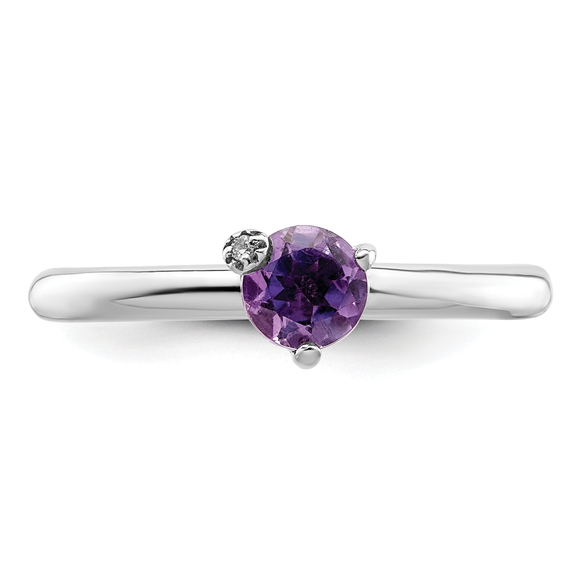 Sterlingsilber Rhodiniert Poliert Amethyst & Weiß Topas Ring