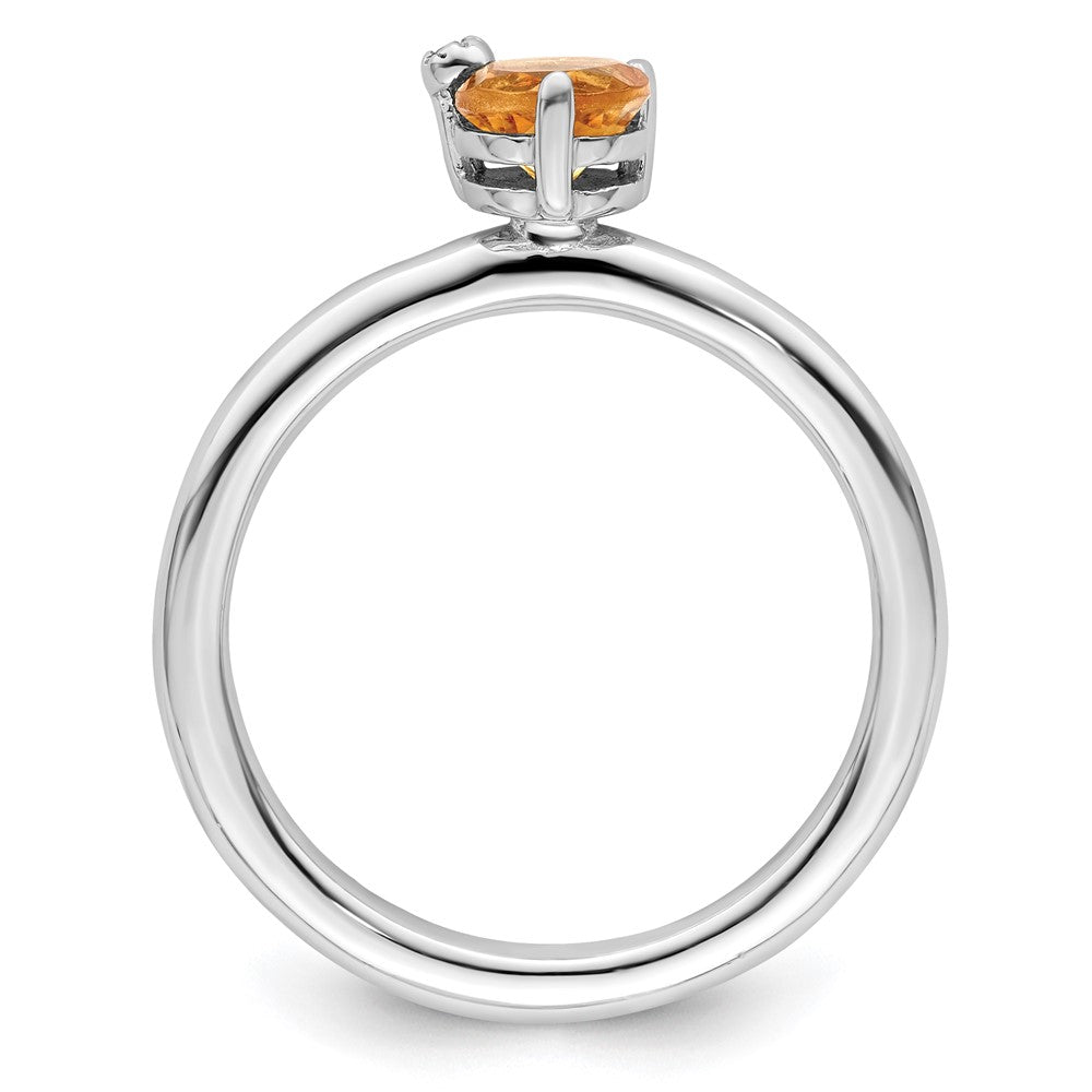 Sterlingsilber Rhodiniert Poliert Kreis Citrin & Weiß Topas Ring