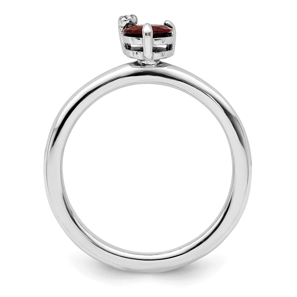 Sterlingsilber Rhodiniert Poliert Granat & Weiß Topas Ring