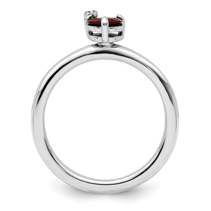 Sterlingsilber Rhodiniert Poliert Granat & Weiß Topas Ring