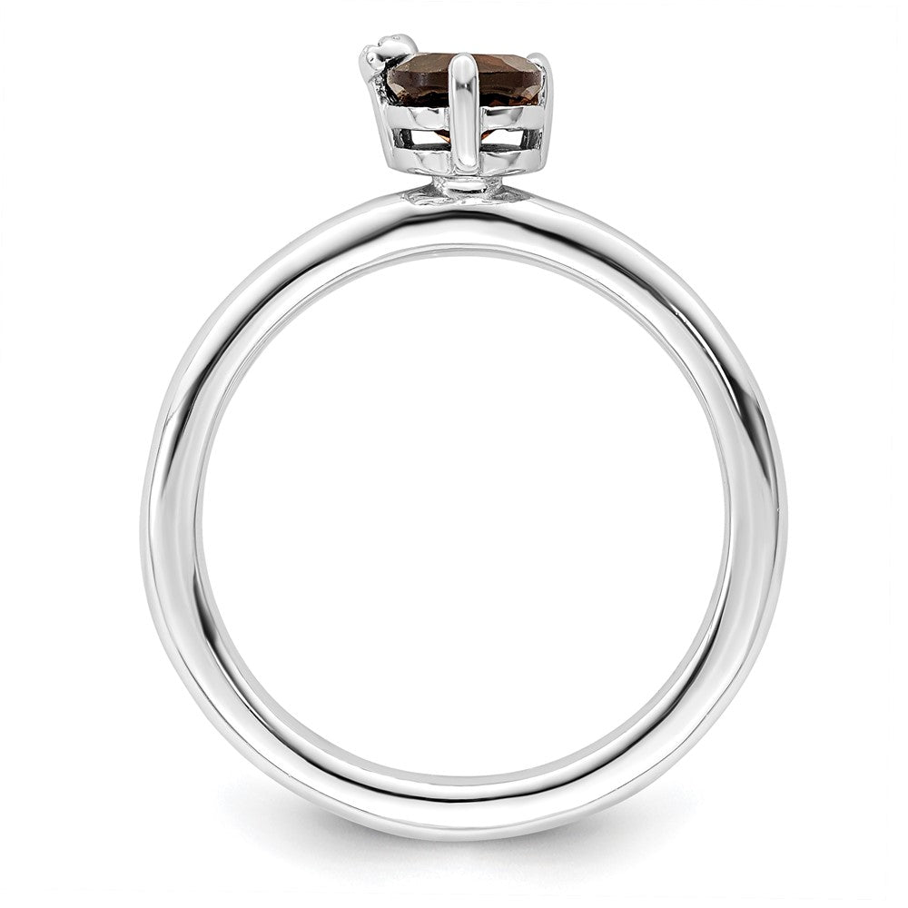 Sterlingsilber Rhodiniert Poliert Rauch Quarz & Weiß Topas Ring