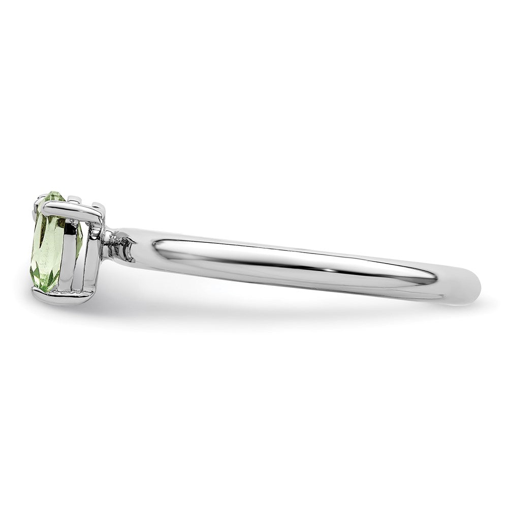 Sterlingsilber Rhodiniert Tropfen Grün Quarz & Weiß Topas Ring