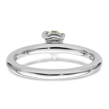 Sterlingsilber Rhodiniert Tropfen Grün Quarz & Weiß Topas Ring