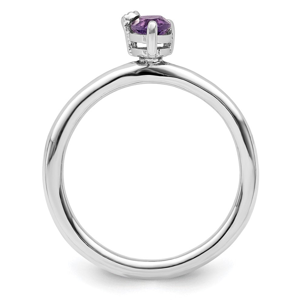 Sterlingsilber Rhodiniert Poliert Tropfen Amethyst & Weiß Topas Ring
