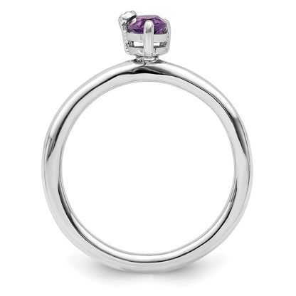 Sterlingsilber Rhodiniert Poliert Tropfen Amethyst & Weiß Topas Ring