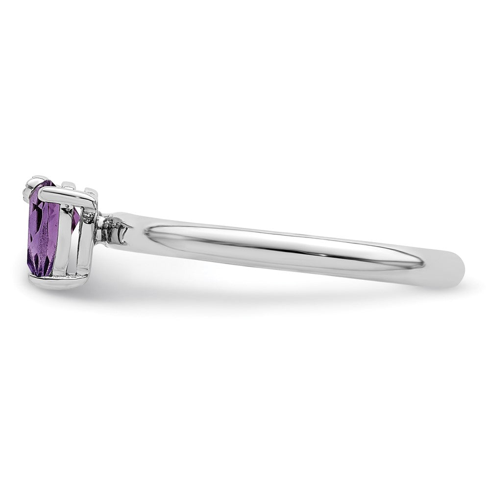 Sterlingsilber Rhodiniert Poliert Tropfen Amethyst & Weiß Topas Ring