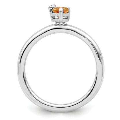 Sterlingsilber Rhodiniert Poliert Tropfen Citrin & Weiß Topas Ring