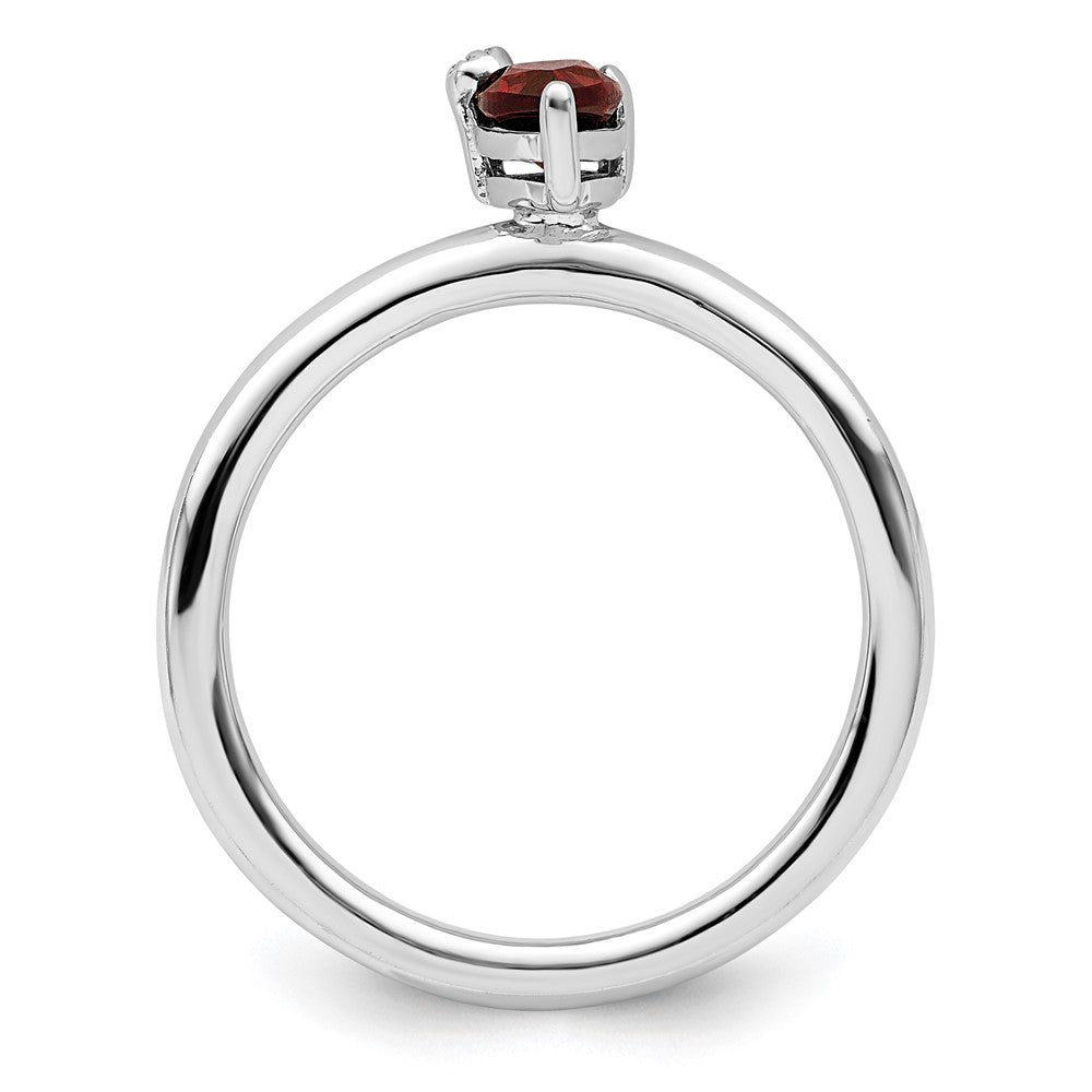 Sterlingsilber Rhodiniert Poliert Tropfen Granat & Weiß Topas Ring
