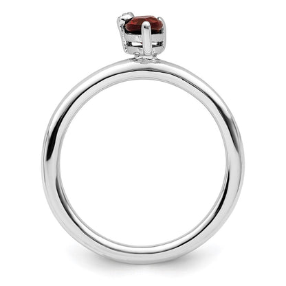Sterlingsilber Rhodiniert Poliert Tropfen Granat & Weiß Topas Ring