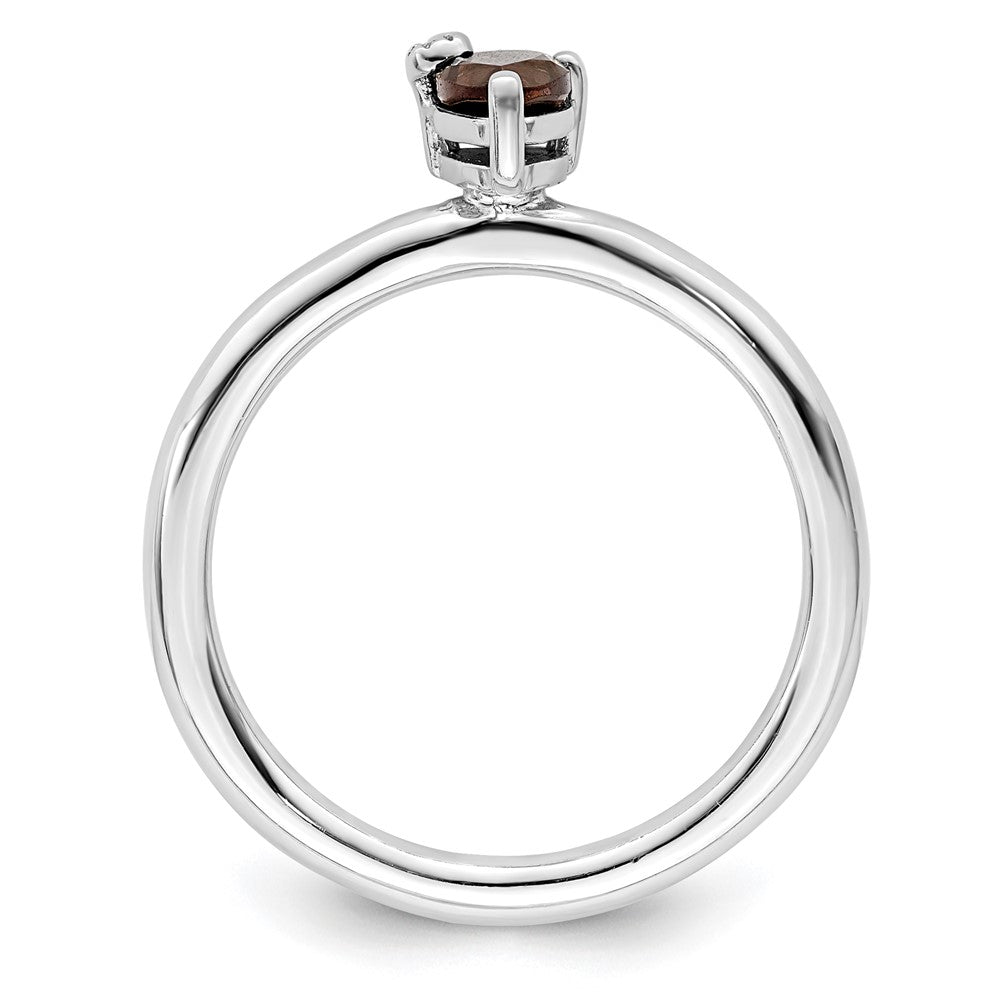 Sterlingsilber Rhodiniert Tropfen Rauch Quarz & Weiß Topas Ring