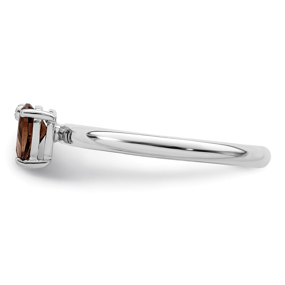 Sterlingsilber Rhodiniert Tropfen Rauch Quarz & Weiß Topas Ring