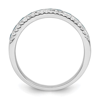 Sterlingsilber Rhodiniert Aqua & Weiß Zirkonia Ring