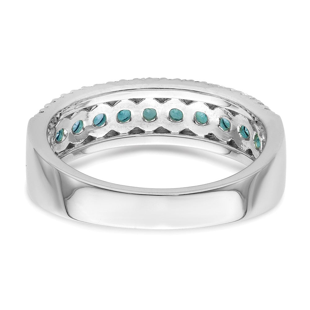 Sterlingsilber Rhodiniert Aqua & Weiß Zirkonia Ring