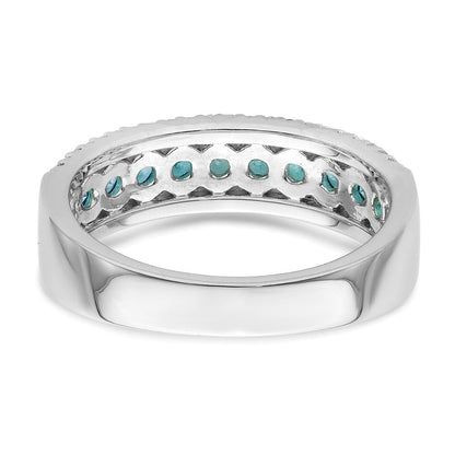 Sterlingsilber Rhodiniert Aqua & Weiß Zirkonia Ring