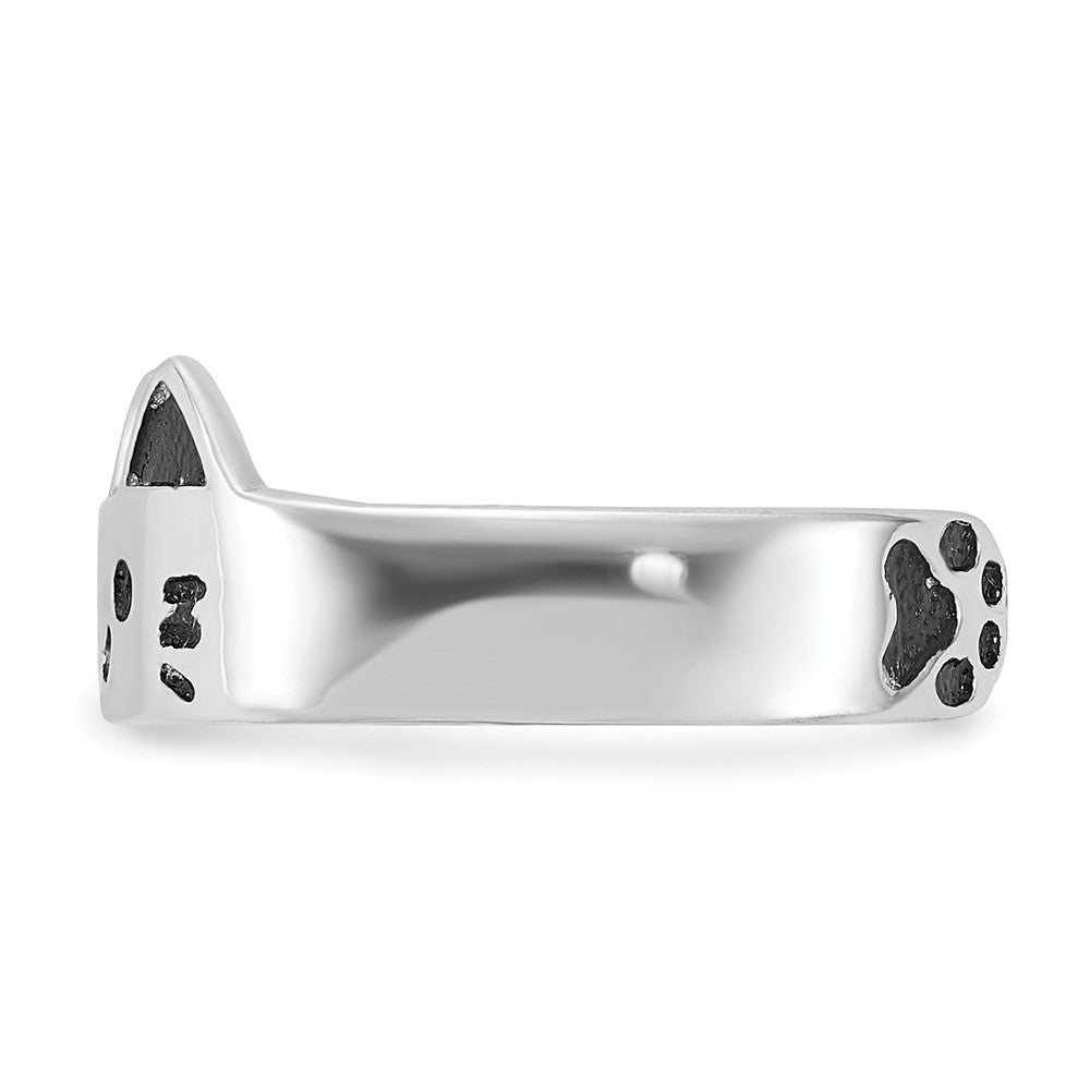 Sterlingsilber Rhodiniert Emailliert Katze Verstellbar Ring