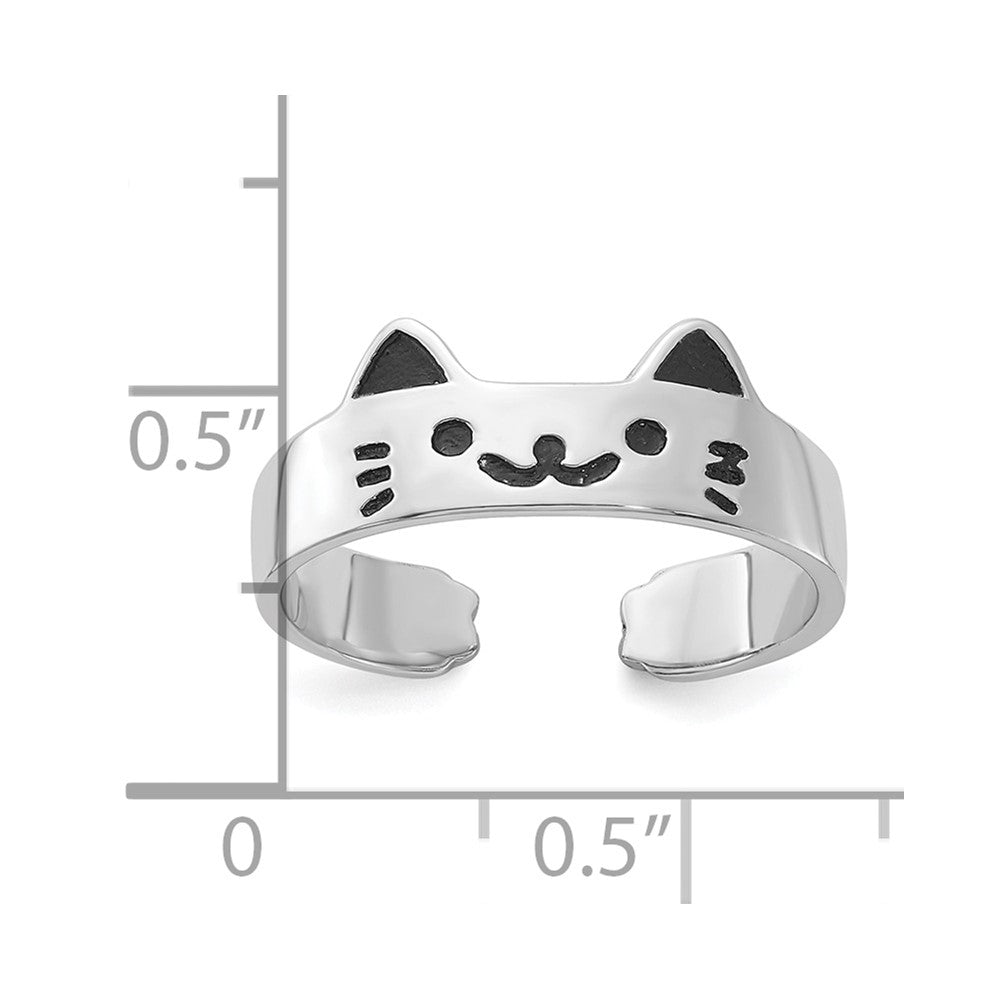 Sterlingsilber Rhodiniert Emailliert Katze Verstellbar Ring