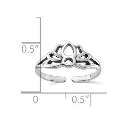 Sterlingsilber Antikisiert Lotus Blume Zehenring