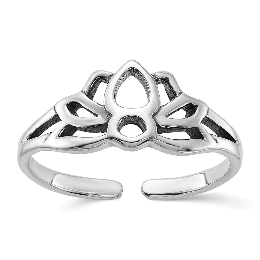 Sterlingsilber Antikisiert Lotus Blume Zehenring
