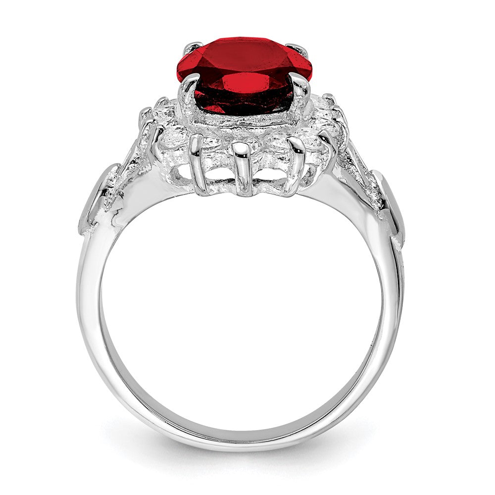 Sterlingsilber Rhodiniert Granat & Zirkonia Ring (size 8 Nur)